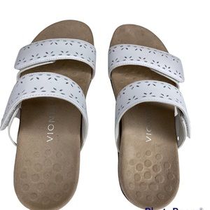 Vionic Randi Leather Slide Sandals White SZ 9